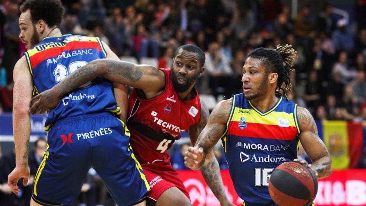 Jugadores del MoraBanc Andorra en un partido de la pasada Liga Endesa