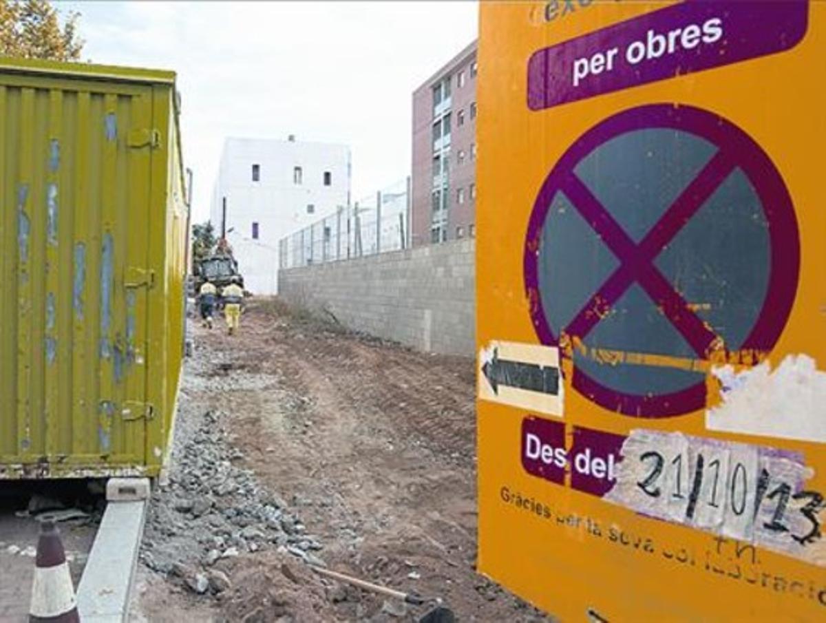 Obras en el pasaje de Verdum, el pasado viernes.