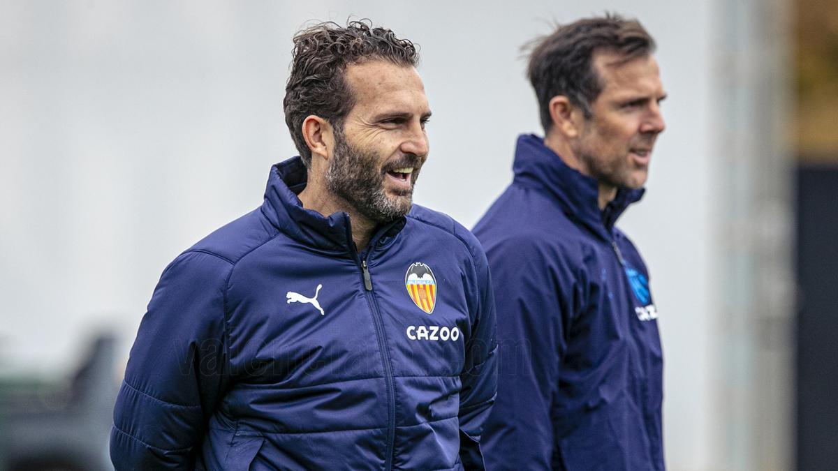 Baraja y Marchena, sonriendo durante un entrenamiento