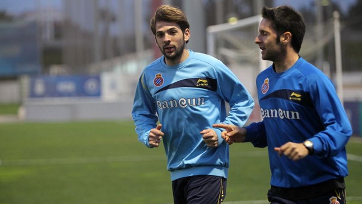 Víctor Sánchez, entrenando en las instalaciones del Espanyol.