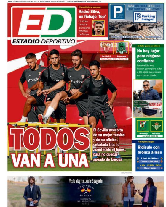 Portada ESTADIO DEPORTIVO jueves 13 de ciciembre