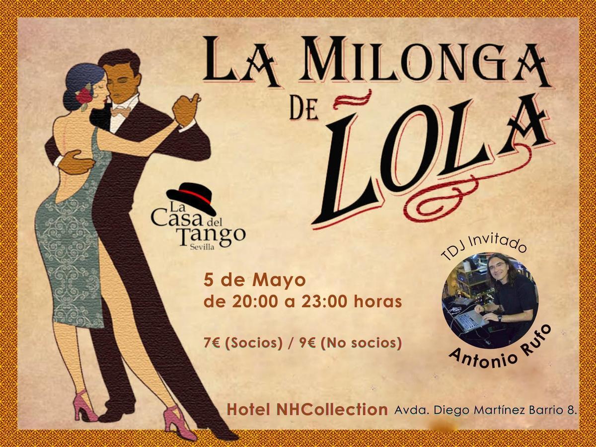 Cartel que publicó la asociación La Casa del Tango en sus redes sociales para informar de una milonga.