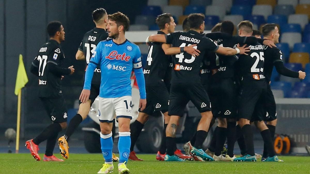 La Spezia celebra el 0-1 ante el Nápoles