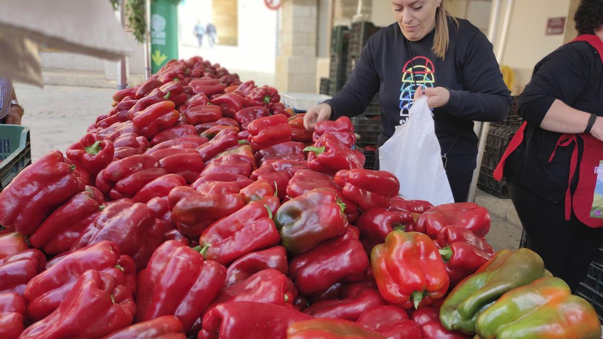 Otro puesto de pimientos durante la jornada de feria.