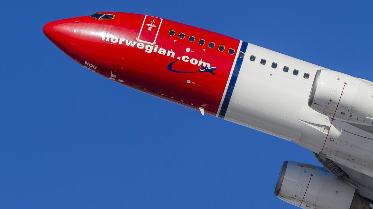 Imagen de un avión de Norwegian.