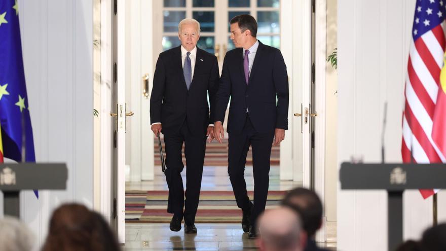 Joe Biden y Pedro Sánchez, en el Palacio de La Moncloa.