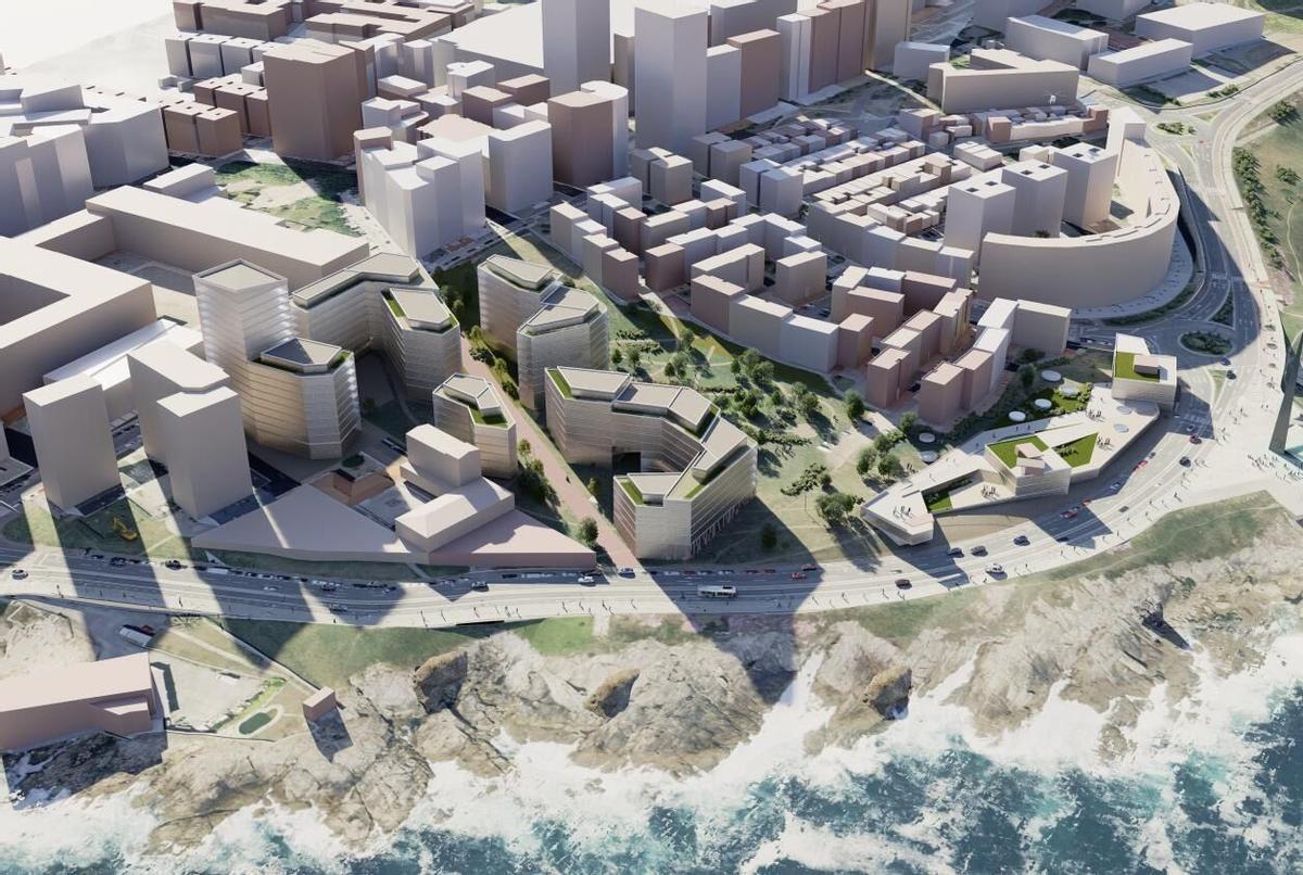 Alternativa 2 diseñada para el Ayuntamiento en As Percebeiras. planos e imágenes virtuales