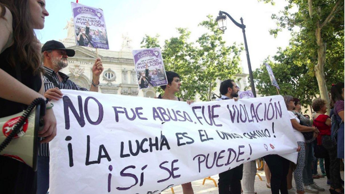 Protesta en Madrid, en 2019, a raíz de la primera sentencia de la violación de los San Fermines de 2016