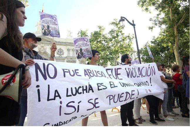 Protesta en Madrid, en 2019, a raíz de la primera sentencia de la violación de los San Fermines de 2016