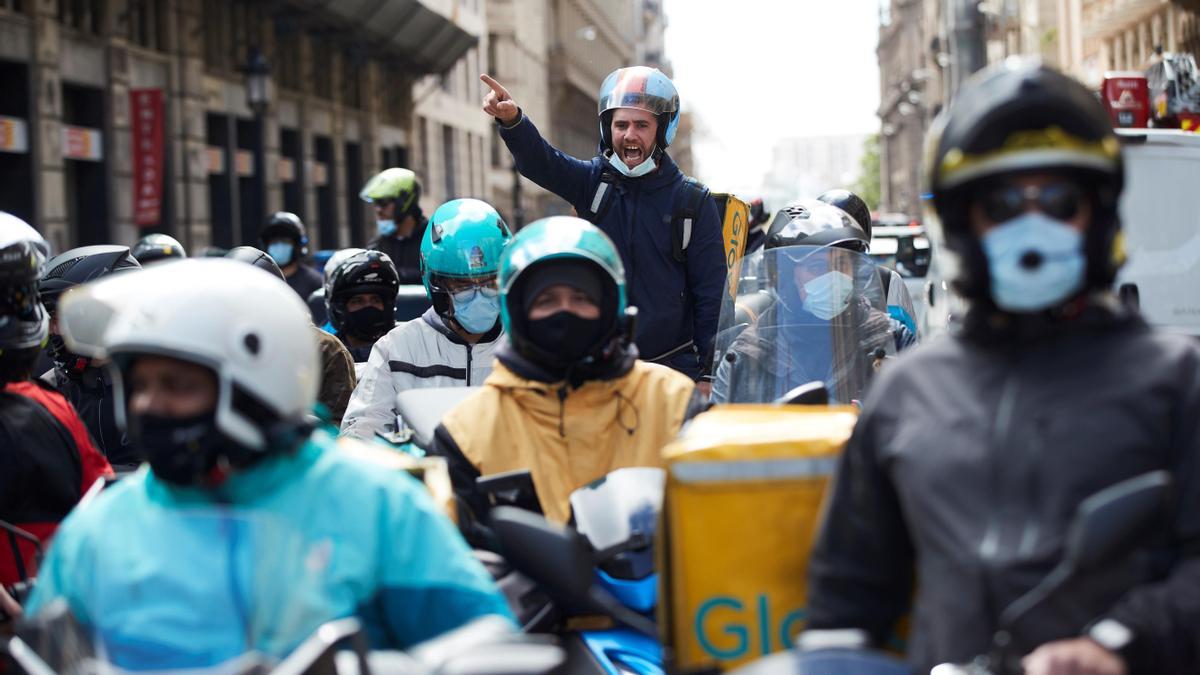 Riders se manifiestan en Barcelona.