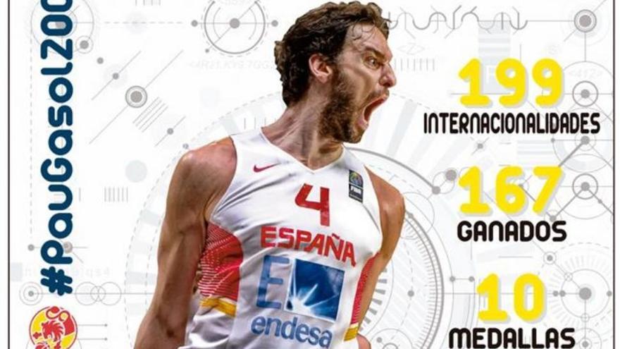 Pau Gasol llega a los 200 partidos vistiendo la camiseta de la selección