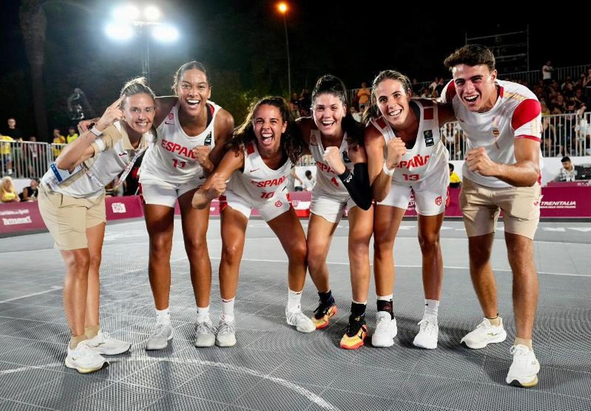 La selección española 3x3 que consiguió el oro en los recientes Juegos Mediterráneos.
