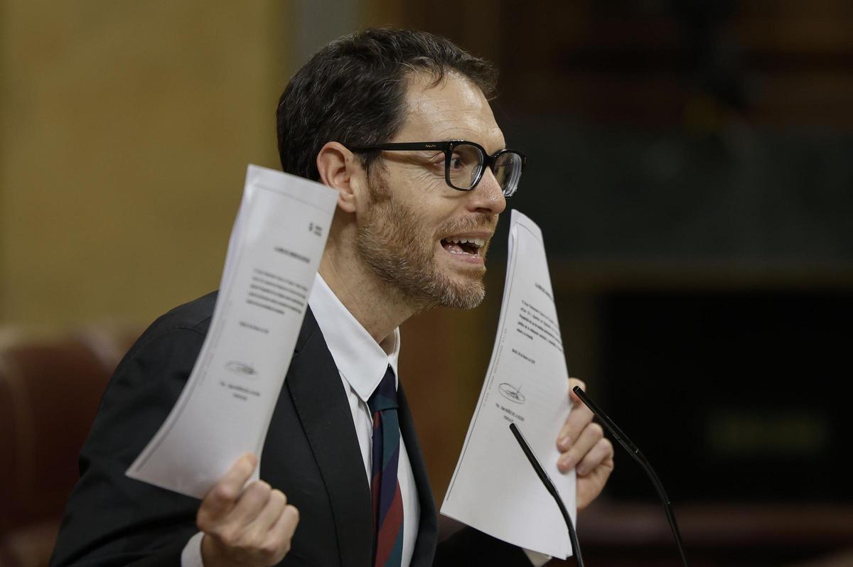 El diputado del PP, Sergio Sayas, durante su intervención en el Congreso.