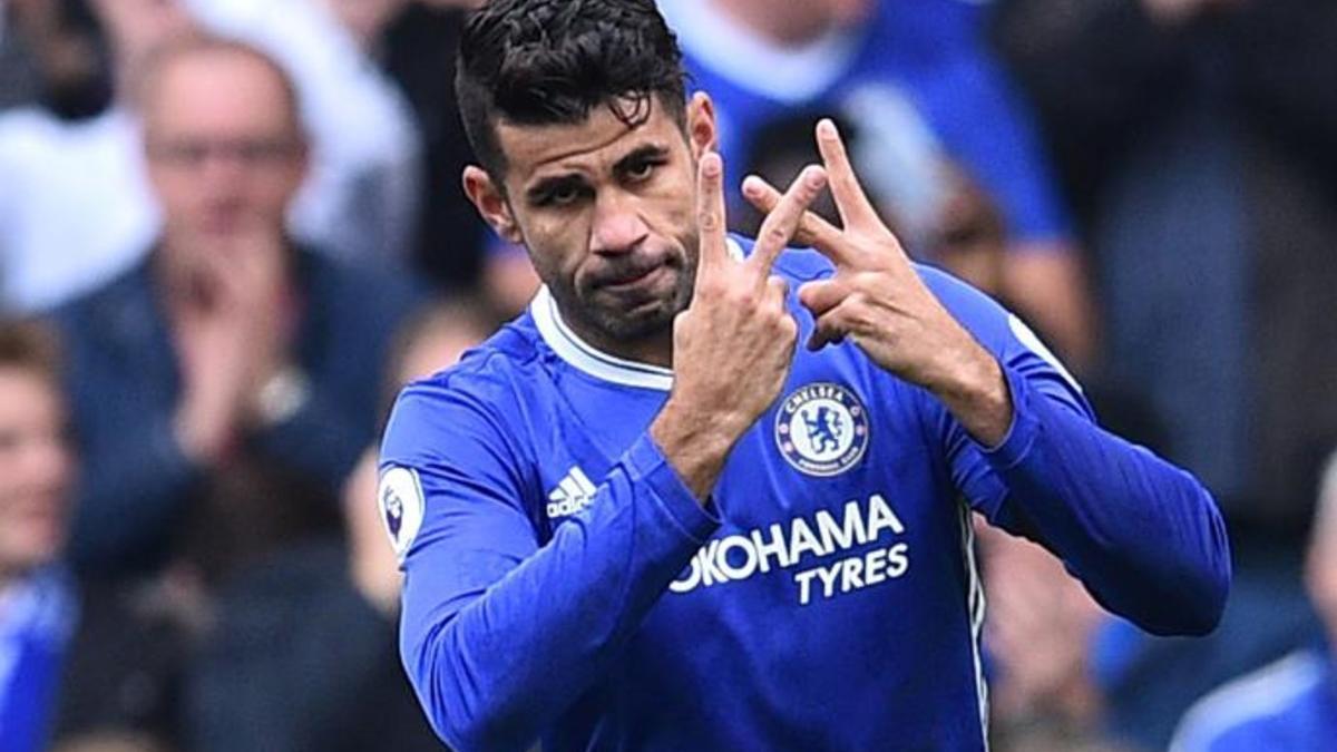 Diego Costa dedicó con este gesto el 1-0 del Chelsea a Willian