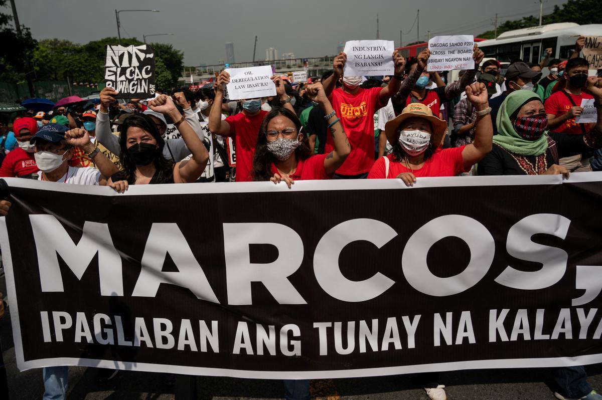 Protestas en Filipinas antes del primer discurso del estado de la nación de Marcos