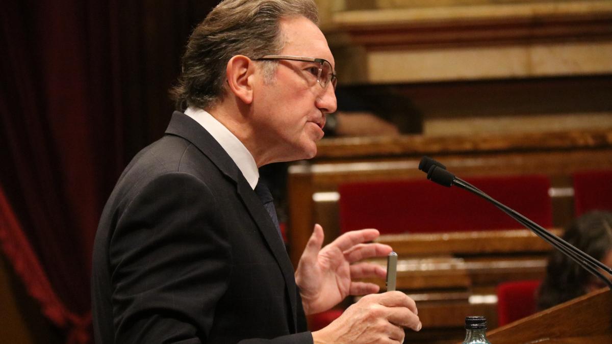 Conseller d&#039;Economia, Jaume Giró, durant la seva intervenció en el ple del Parlament el 3 de juny de 2021.