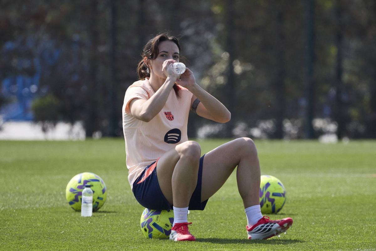 Aitana Bonmatí, durante un entrenamiento del Barça