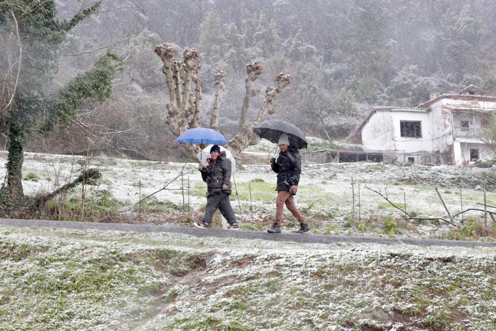 EN IMÁGENES: La borrasca Juliette lleva la nieve casi hasta la costa en Asturias