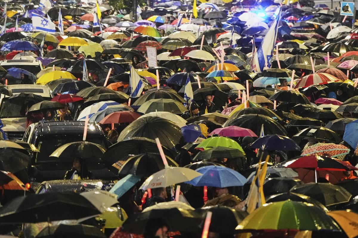 Manifestación contra el Gobierno de Netanyahu, el jueves, en Jerusalén.
