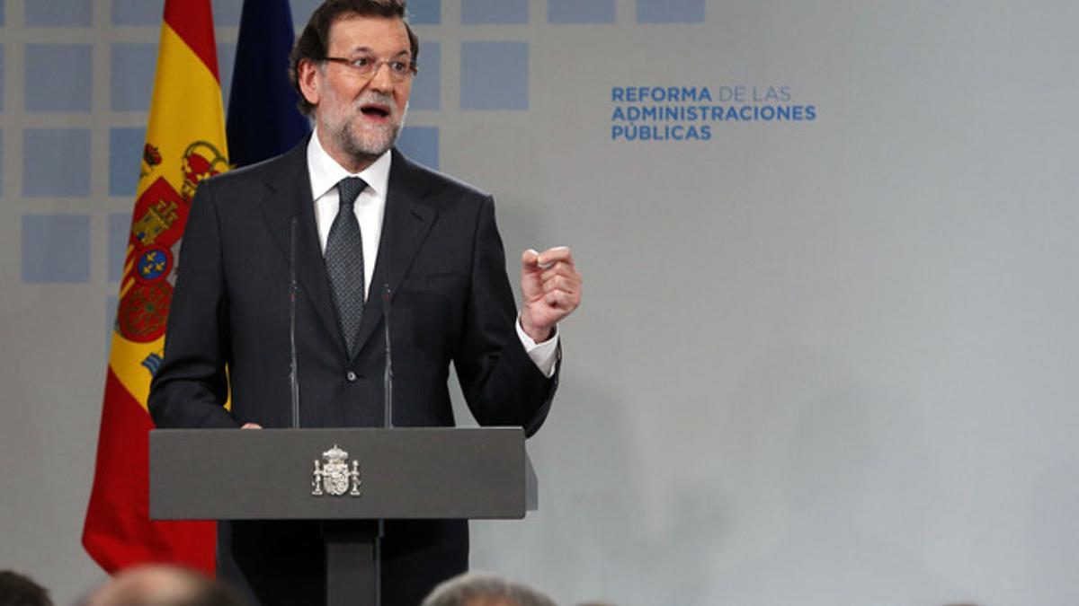 Mariano Rajoy, el lunes, durante la clausura de una jornada sobre la reforma de las administraciones públicas.
