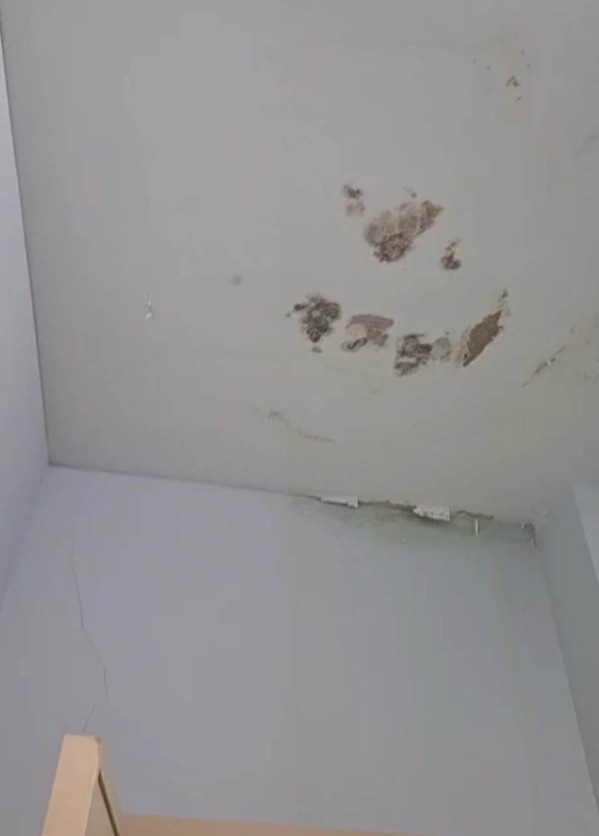 Mancha de humedad en el colegio Ponce de León de Plasencia.