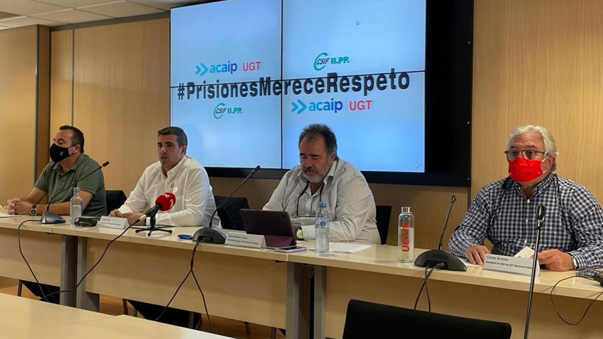 Rueda de prensa de los sindicatos UGT-ACAIP y CSIF para anunciar el inicio de un conflicto colectivo en Instituciones Penitenciarias / 23-09-2021