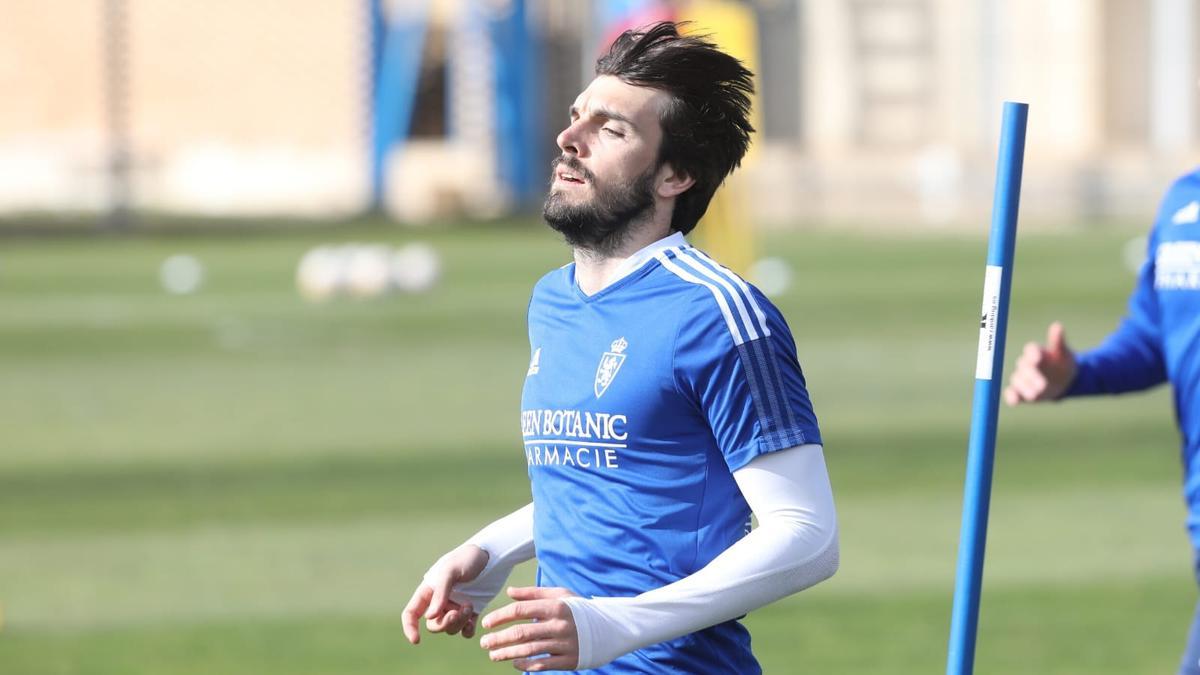 Eugeni Valderrama, durante el entrenamiento de este miércoles.