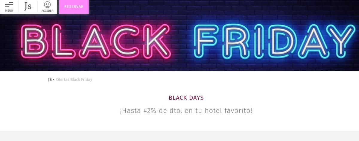 Campaña de la hotelera JS con sus 'Black Days' que ya están en marcha