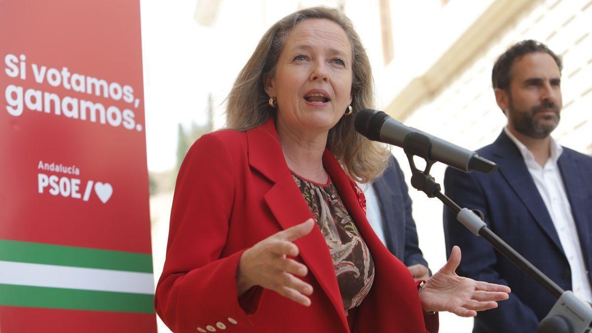La vicepresidenta y ministra de Economía, Nadia Calviño, este miércoles en Málaga.