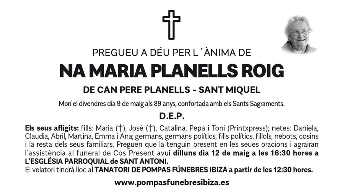 Esquela Maria Planells Roig