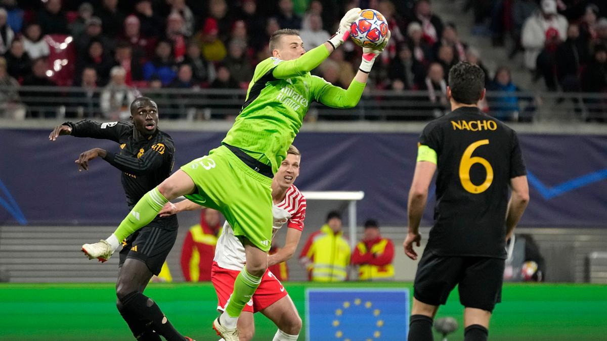 RB Leipzig - Real Madrid: El partido de Lunin