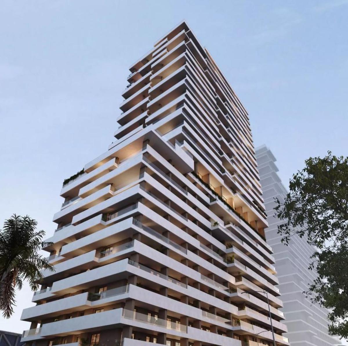 Recreación de la torre de AQ Acentor frnete a Palacio de Congresos en Burjassot.