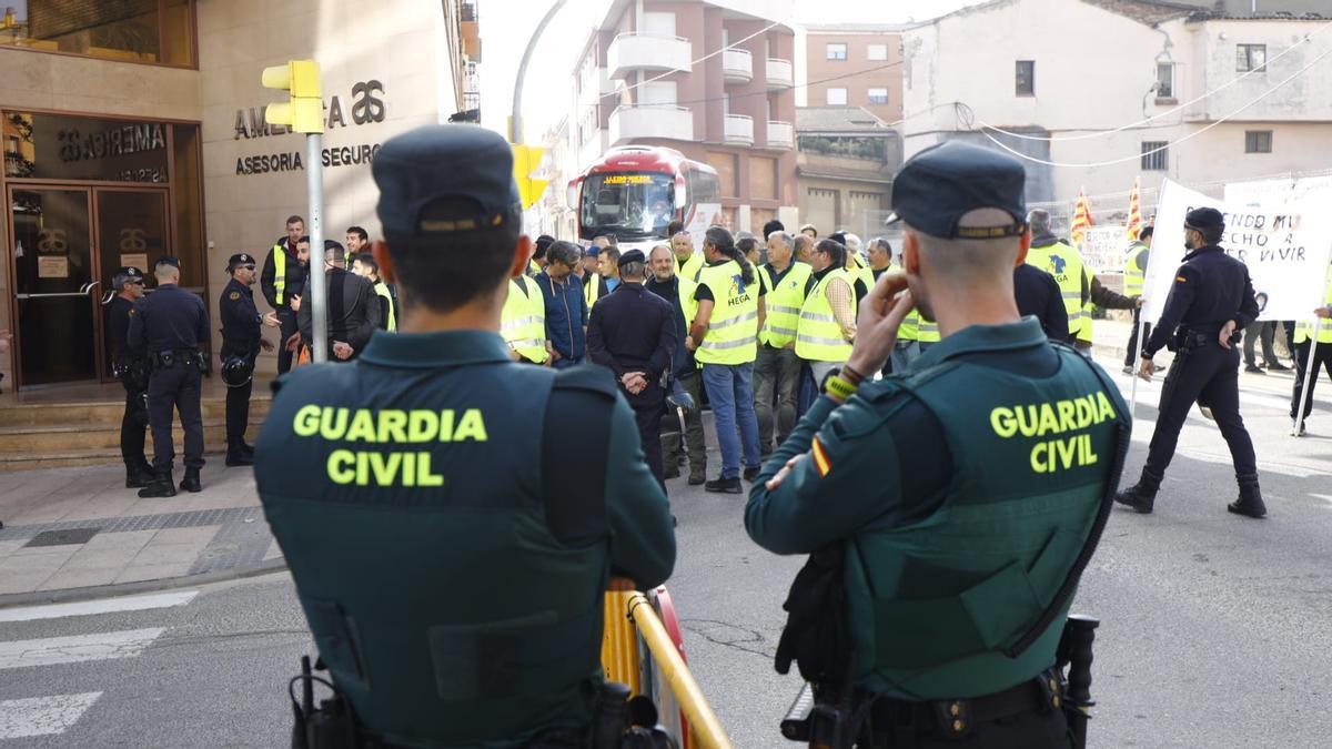 Protesta de agricultores en Binéfar, este viernes