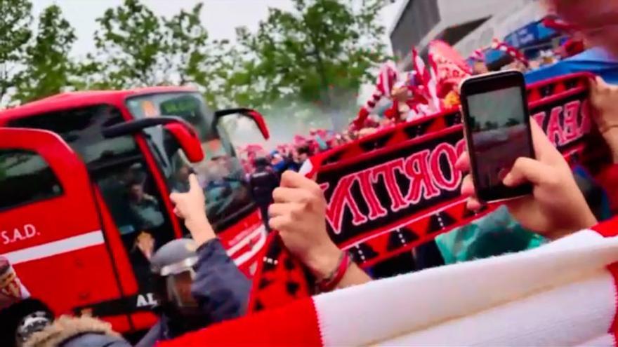 Llegada del Sporting al estadio del Getafe