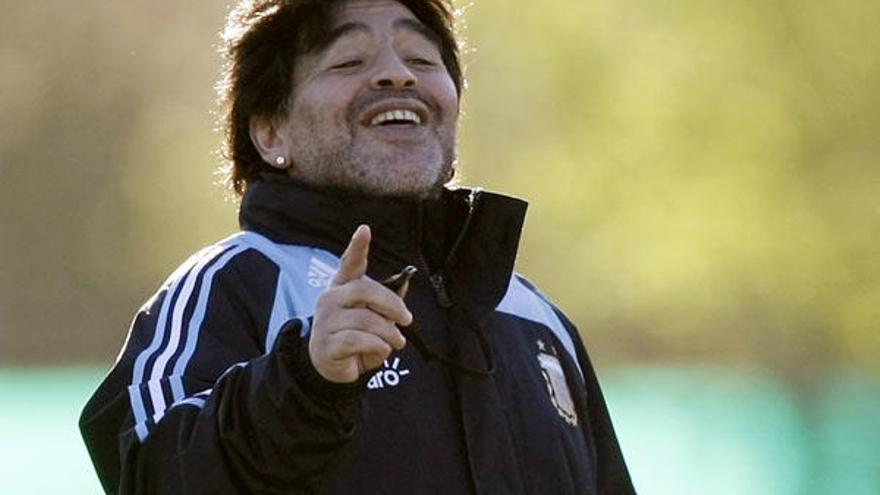 Maradona, en un entrenamiento en Buenos Aires