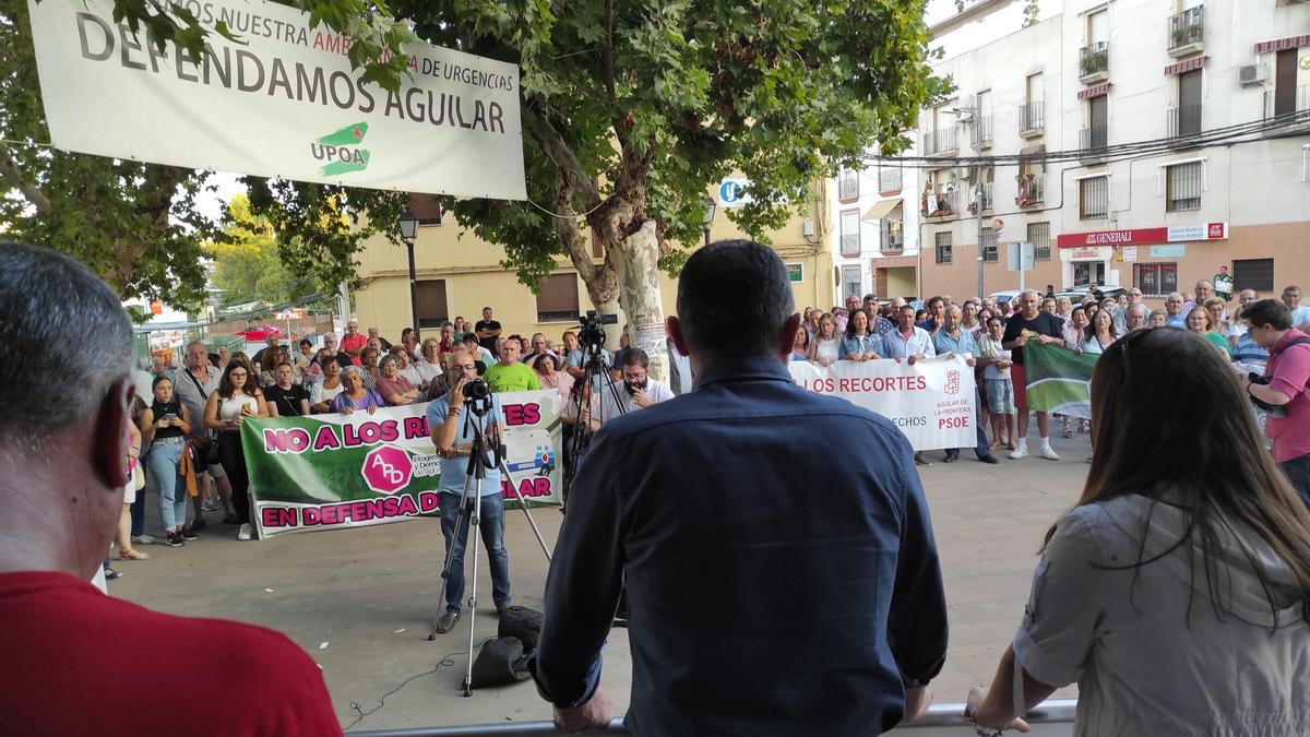 Un momento de la concentración celebrada en Aguilar.