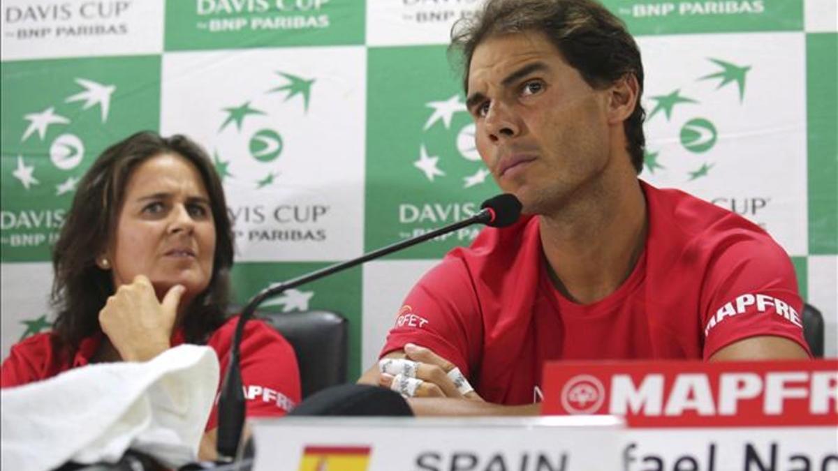 Rafa Nadal y Conchita Martínez, en rueda de prensa