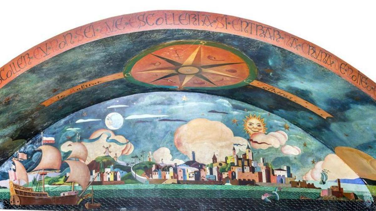Mural de Lugrís, en el antiguo restaurante Fornos.