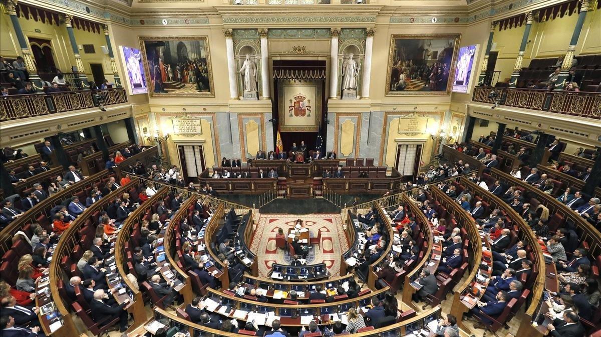 Vista general del hemiciclo del Congreso de los Diputados, el pasado 3 de diciembre, día de la sesión constitutiva.