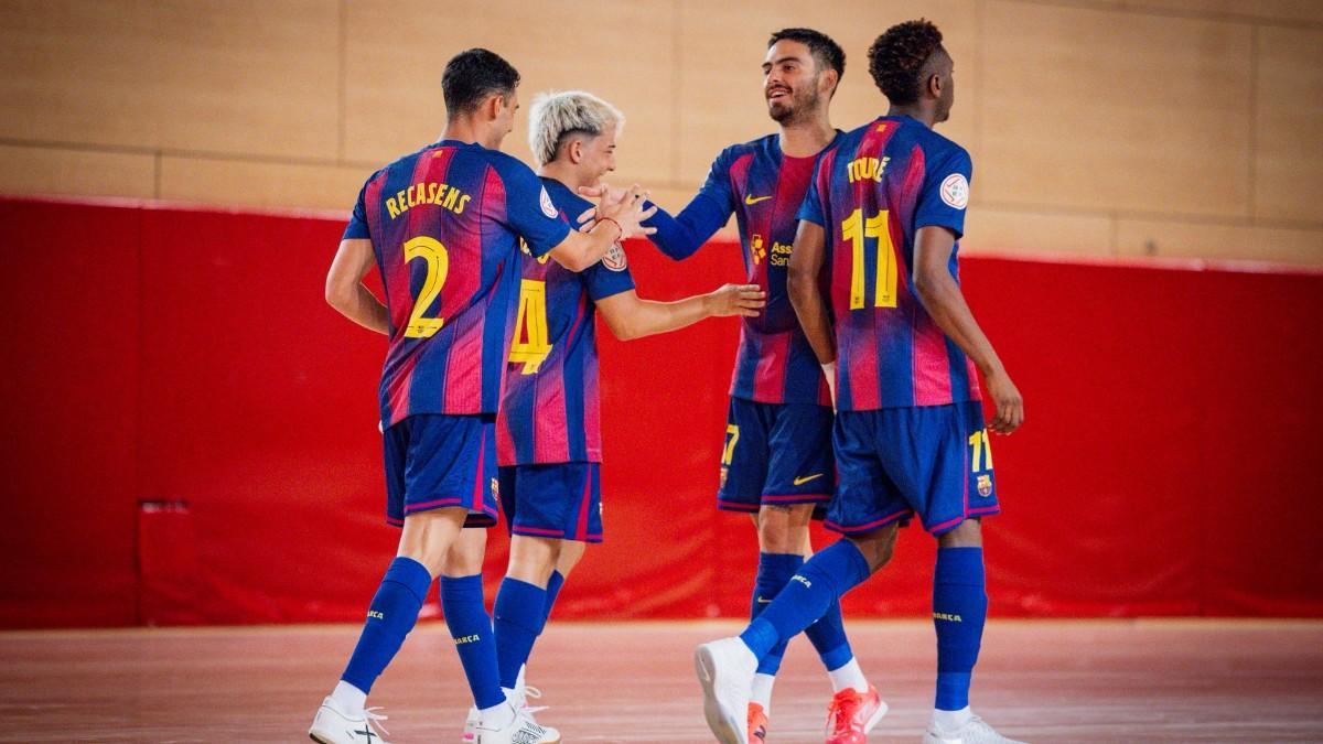 El Barça celebra un gol en pretemporada
