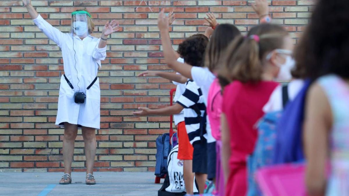 Imagen del primer día del curso en un colegio de la capital, el pasado mes de septiembre.