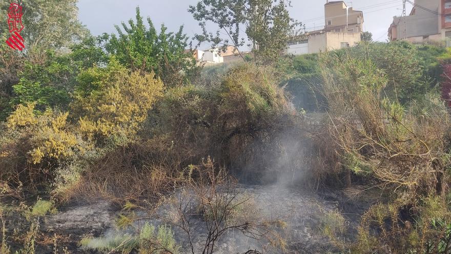 Declarado incendio en zona forestal junto a las vías del tren en Segorbe