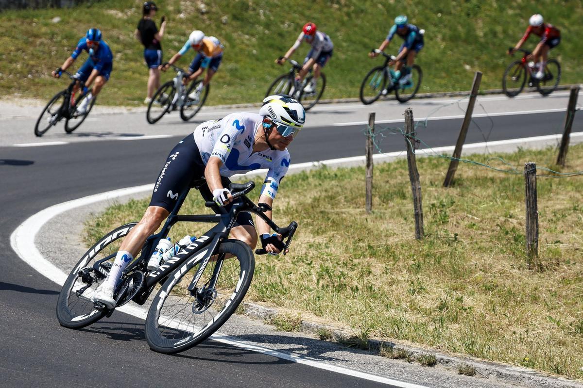 Einer Rubio, del Movistar, durante la fuga.