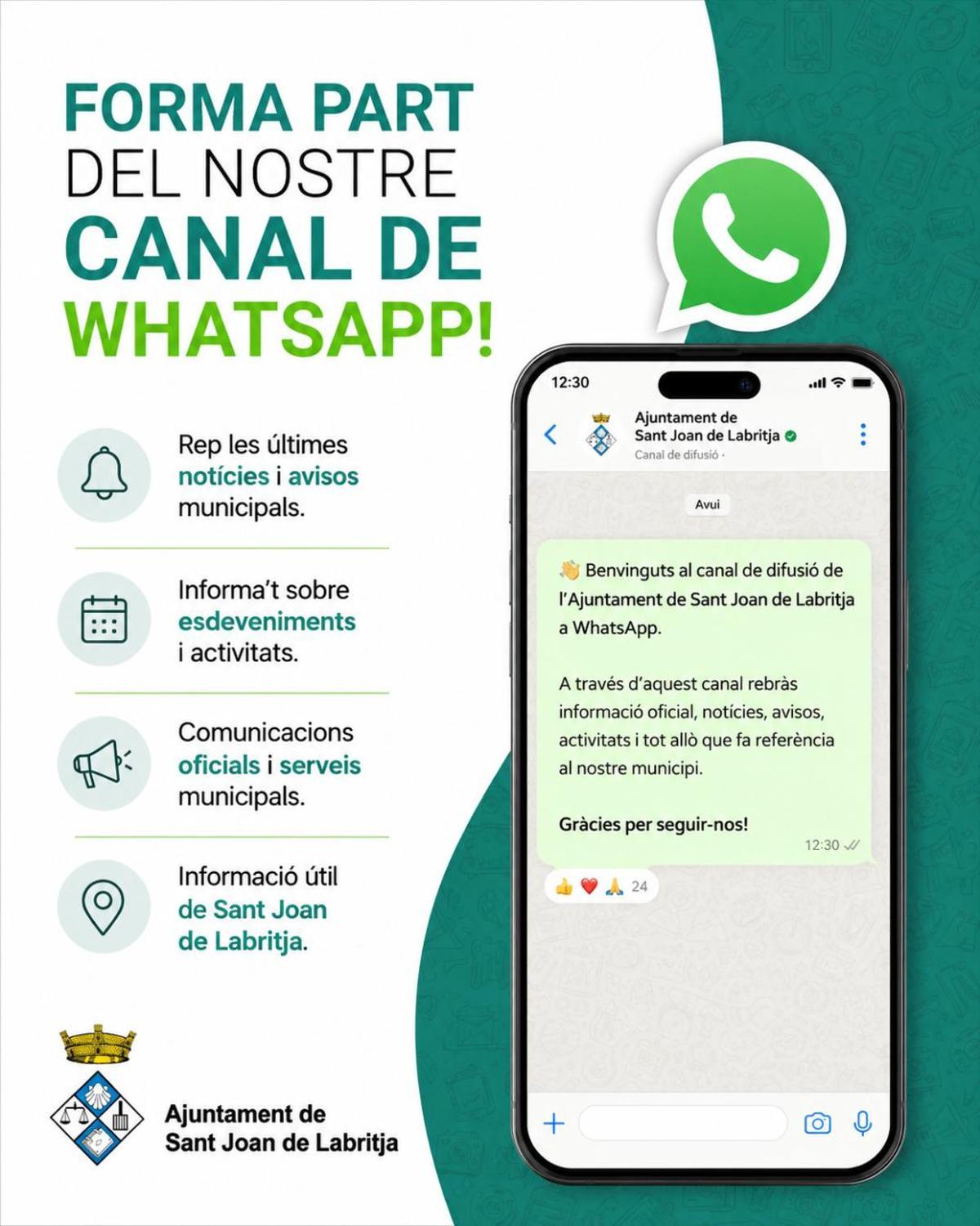 Cartel con las indicaciones para formar parte del canal de WhatsApp