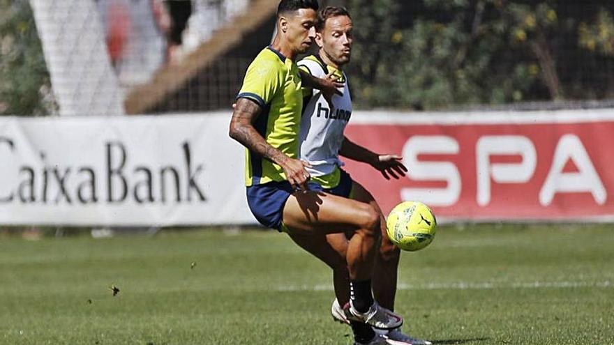 Maikel Mesa, en el entrenamiento de ayer.