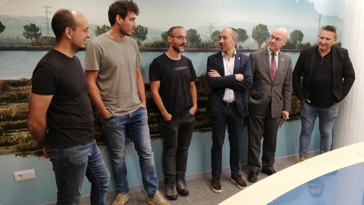 Huguet, Duran, Valleverdú, Aloy, Ventura i Saragossa després de la roda de premsa