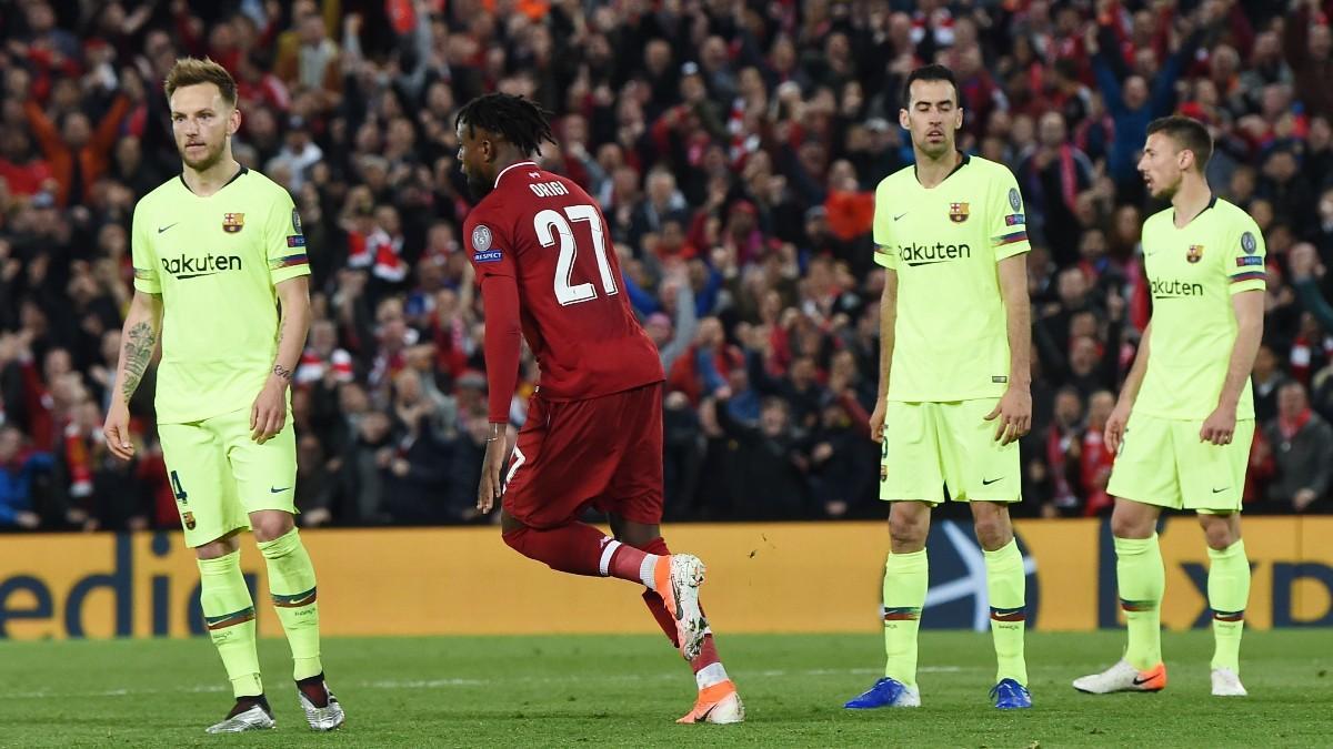 Origi celebra su gol en Anfield