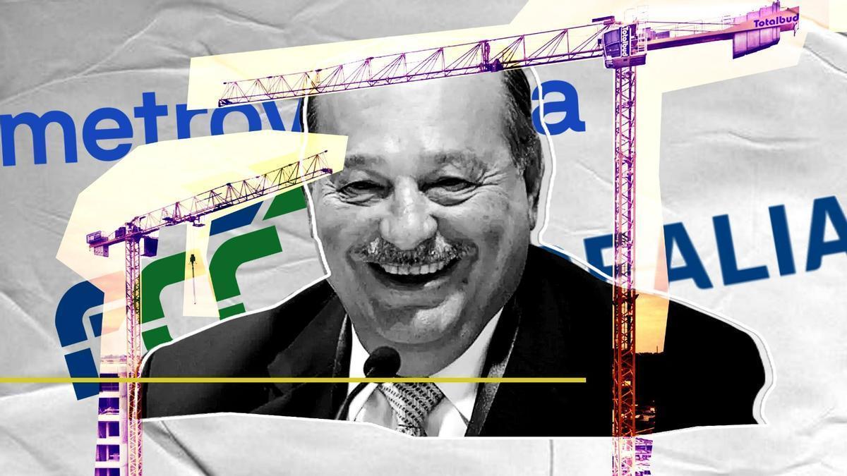 Montaje de Carlos Slim y sus tres participadas en España, FCC, Realia y Metrovacesa.