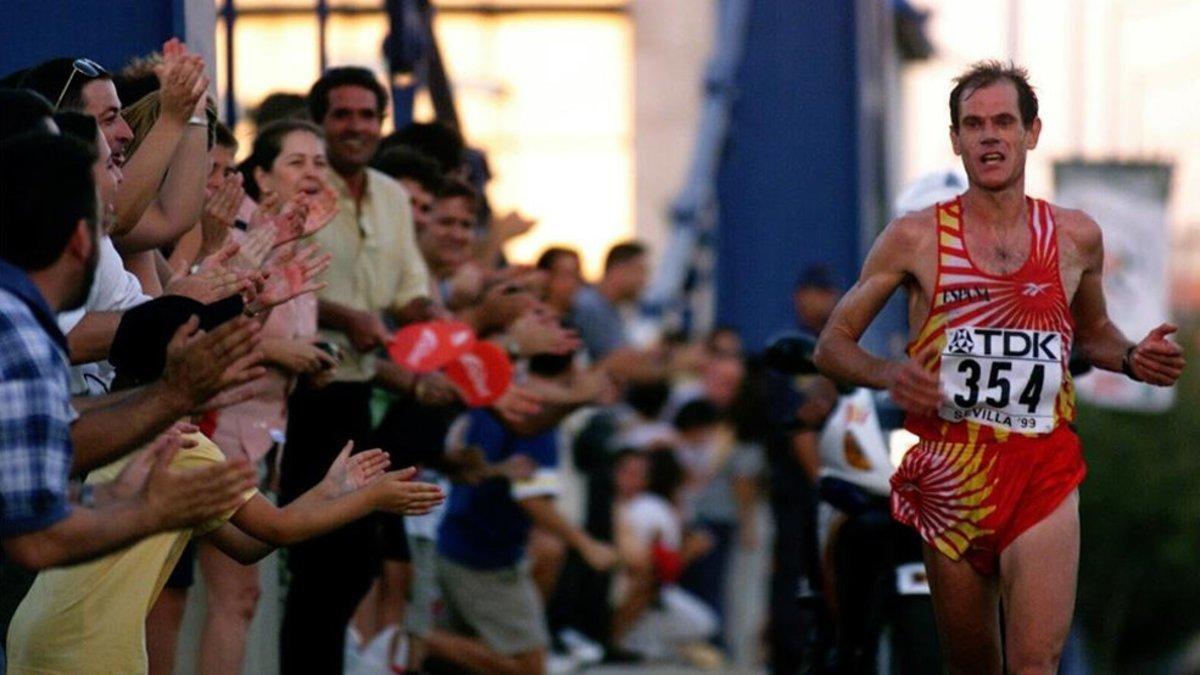 Abel Antón, antes de proclamarse campeón del mundo en Sevilla'99