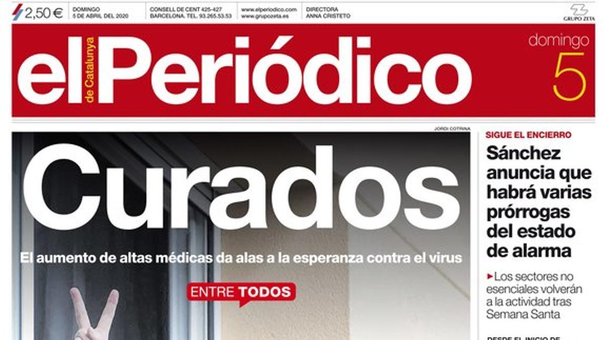 La portada de EL PERIÓDICO del 5 de abril del 2020.